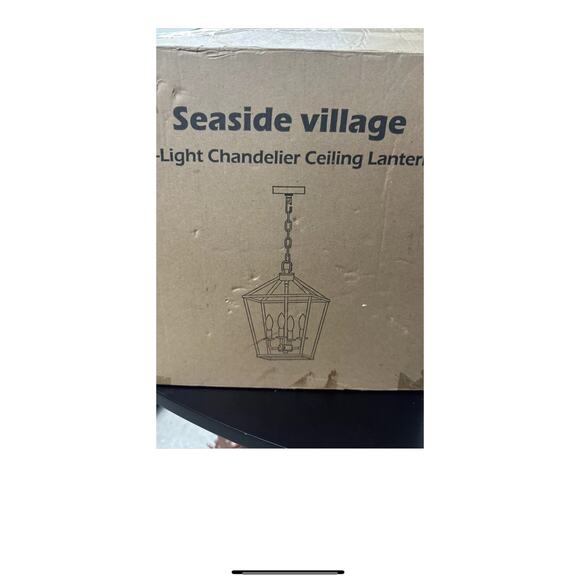 NEW Seaside Village 4 Light Chandelier Indoor Gold Ceiling Light Lantern Fixture - Picture 3 of 3